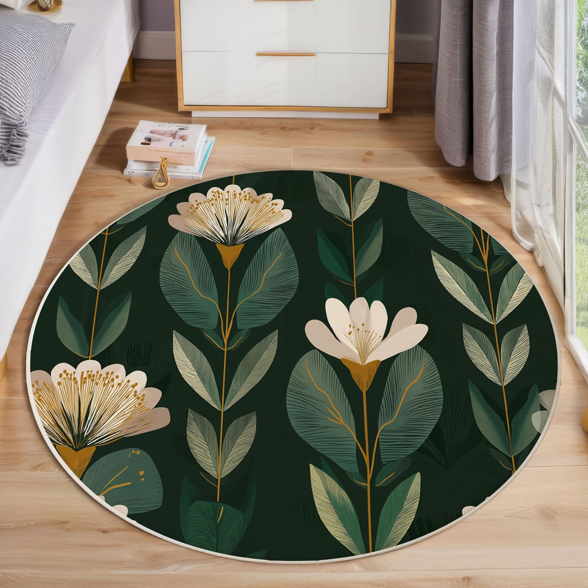 Tapis rond plantes antidérapant pour sécuriser le carrelage de votre cuisine