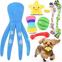 LOYEE 8 Pack Puppy Toys for Small Dogs - Squeaky Plush Octopus Chew Toys, Rope, Balls & Teething Supplies