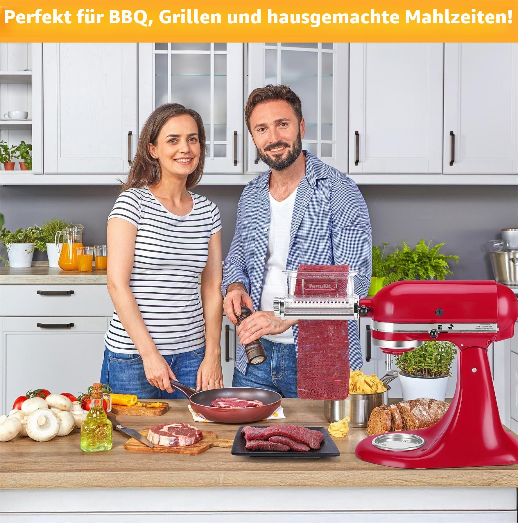 FavorKit Verstellbarer Fleischklopfer mit 3 Stärken für Kitchenaid Standmixer, langlebiges Metallgehäuse mit transparenter Abdeckung, spülmaschinenfest