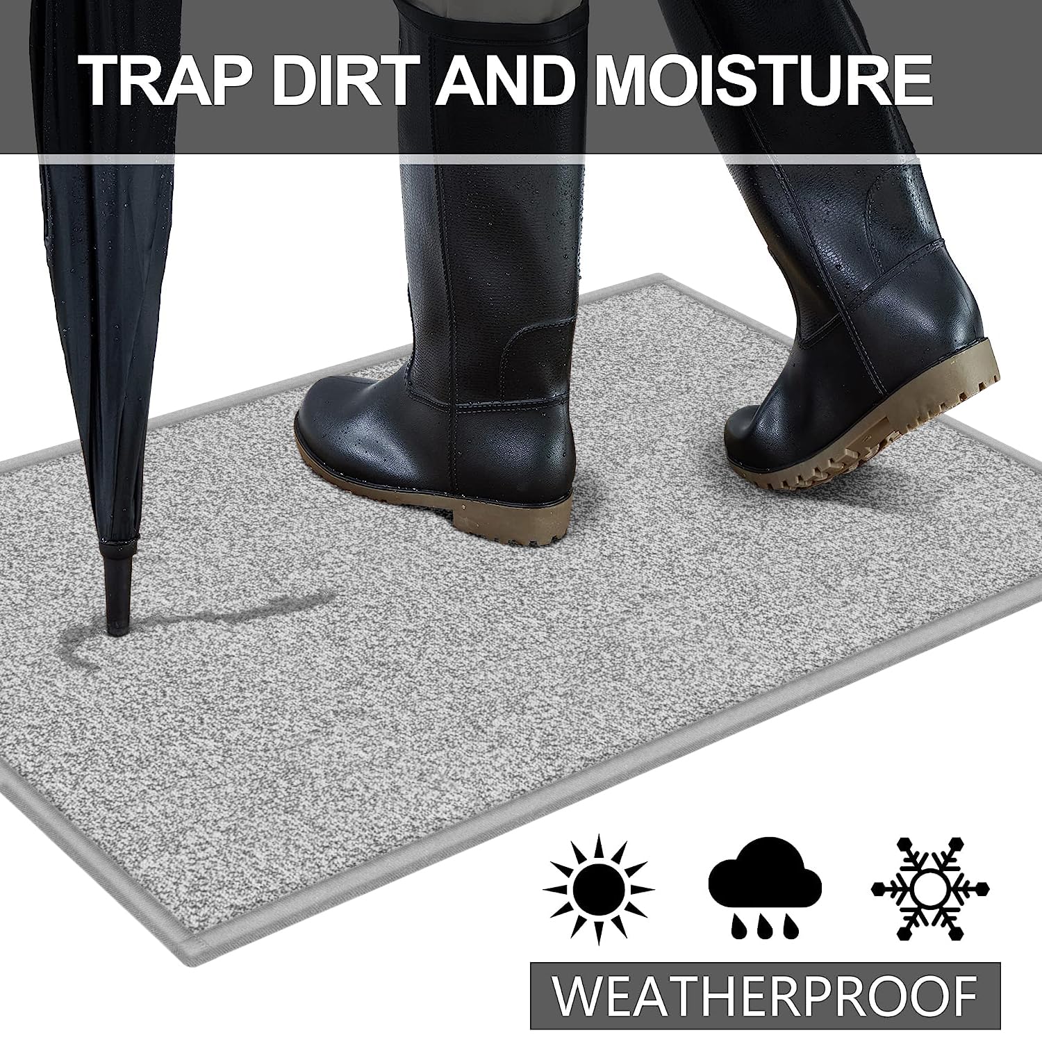 Indoor Door Mat for Entryway, Non-Slip Absorbent Resist Dirt Entrance Mat Indoor Mat, Durable Low-Profile Inside Floor Mat, Washable Front Entry Doormat for Entryway Rug Indoor, 36''x48'', Grey