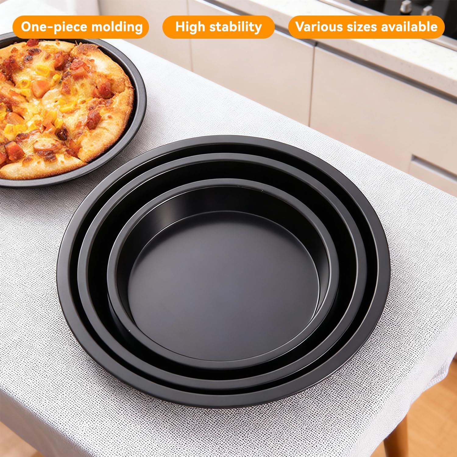 2Pcs Pizza Pan, 6in/9in/10in/12in Deep Dish Round Pizza Pan for Oven, Non Stick Thickened Carbon Steel Baking Pan for Home Kitchen, Dishwasher Safe(6in) - Image 4