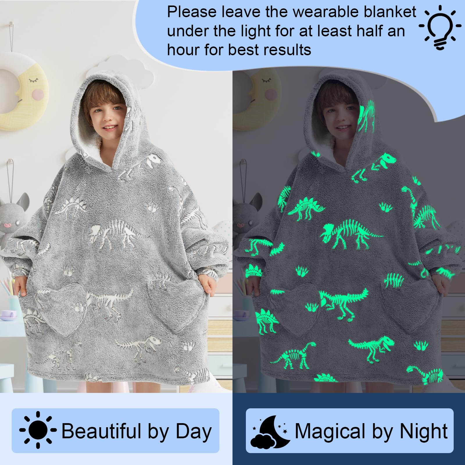 Mewkou Hoodie-Decke für Erwachsene, tragbar, übergroße Sherpa-Fleece-Decke, Hoodie für Damen und Herren