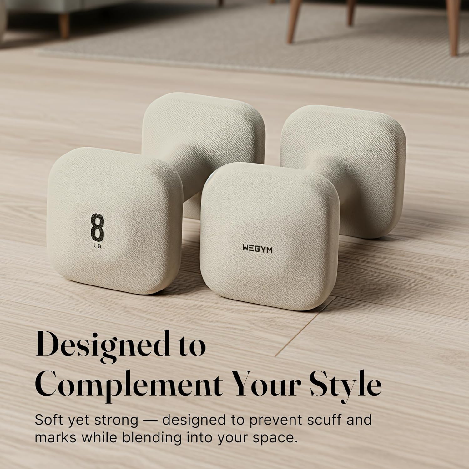 WeGym SafeGrip Square Dumbbells with Anti Slip Handles, Aesthetic Free Weights for Home Workouts, Stable Design Prevents Rolling during Floor Exercises