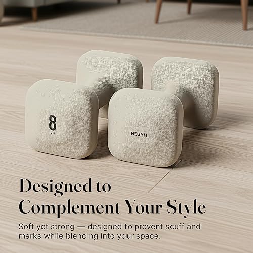 Miniatura 4 de WeGym SafeGrip Square Dumbbells with Anti Slip Handles, Aesthetic Free Weights for Home Workouts, Stable Design Prevents Rolling during Floor