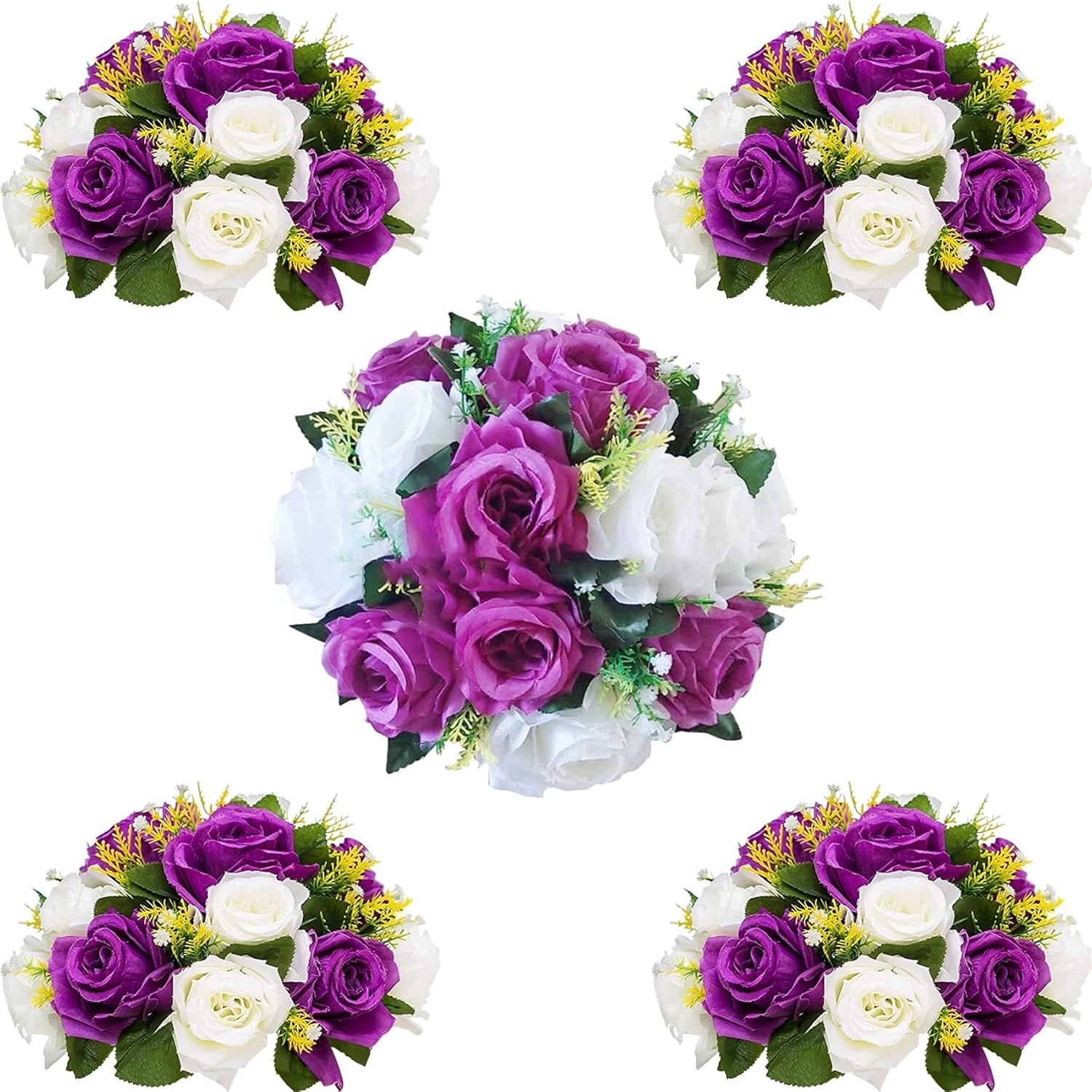 Douup 15 Heads Purple Flower Ball, Artificial Flowers