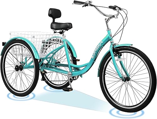 Vista 116 de ABORON Triciclo para adultos, bicicleta de 3 ruedas para adultos, triciclo para adultos, llantas de doble pared, triciclo para mujeres y hombres