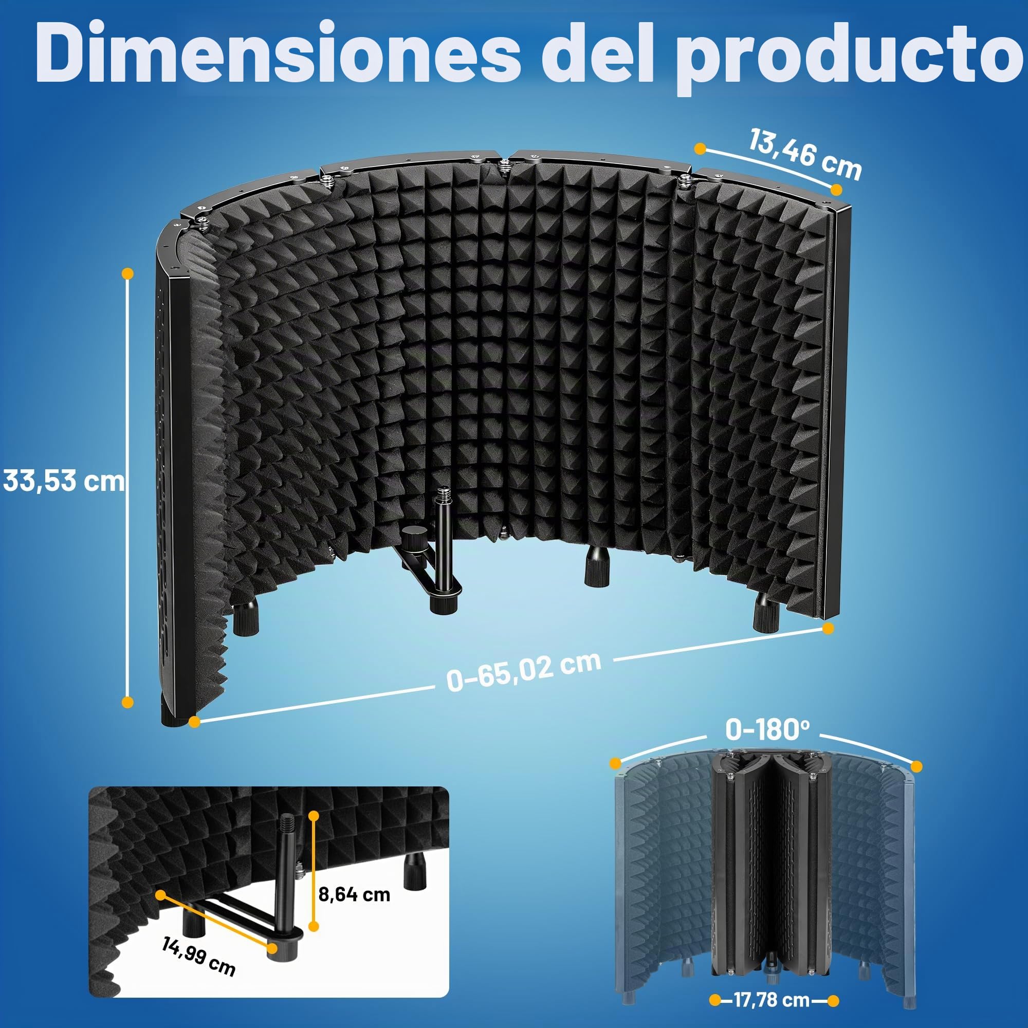 CAHAYA Escudo Aislante De Micrófono Para Estudio De Grabación Esponja Más Gruesa Que Absorbe Y Aísla El Sonido Volumen Más Bajo Plegable Ajustable
