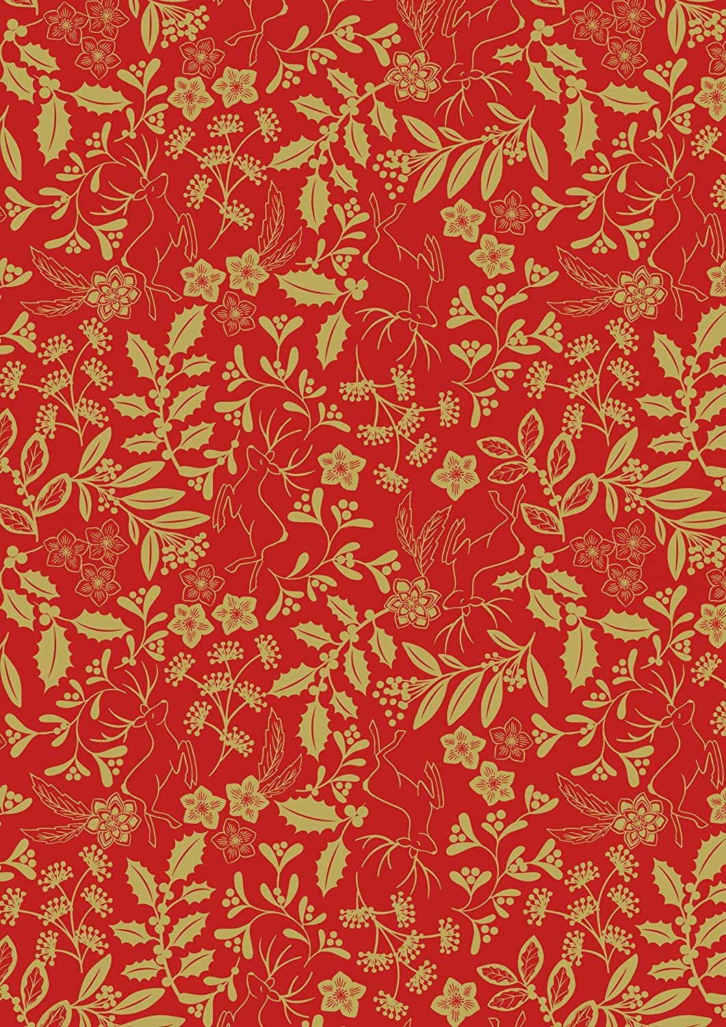 Christmas Fabrics - Winter Foliage -Lewis & Irene - 100% Quality Cotton Poplin Fabric - Per 0.5 Metre - Sewing Quilting Bunting Dress Fabric - Simply Sew Crafty™ (Winter Foliage Red)