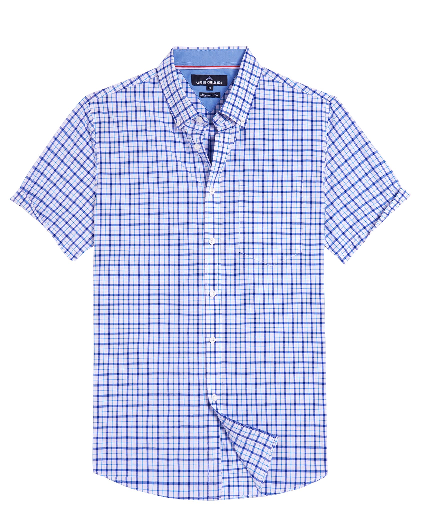 Alimens &amp; Gentle Plaid Mens Short Sleeve Button Down Shirts with Pocket