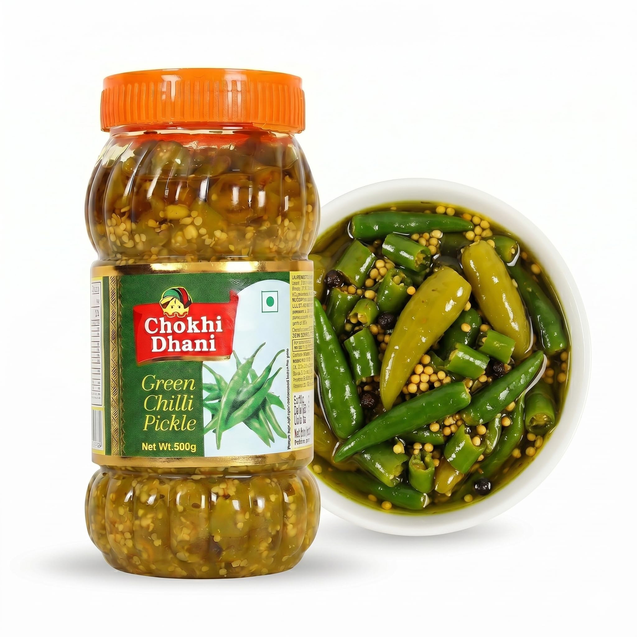 Chokhi Dhani Green Chilli Pickle 500g | Hari Mirch Achar | Spicy & Tangy Indian Pickle | Traditional Homemade Style | Veg