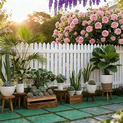 Miniatura 5 de Paquete de 4 soportes de madera para plantas para interiores y exteriores, soporte resistente para macetas de 6 a 12 pulgadas, madera de pino