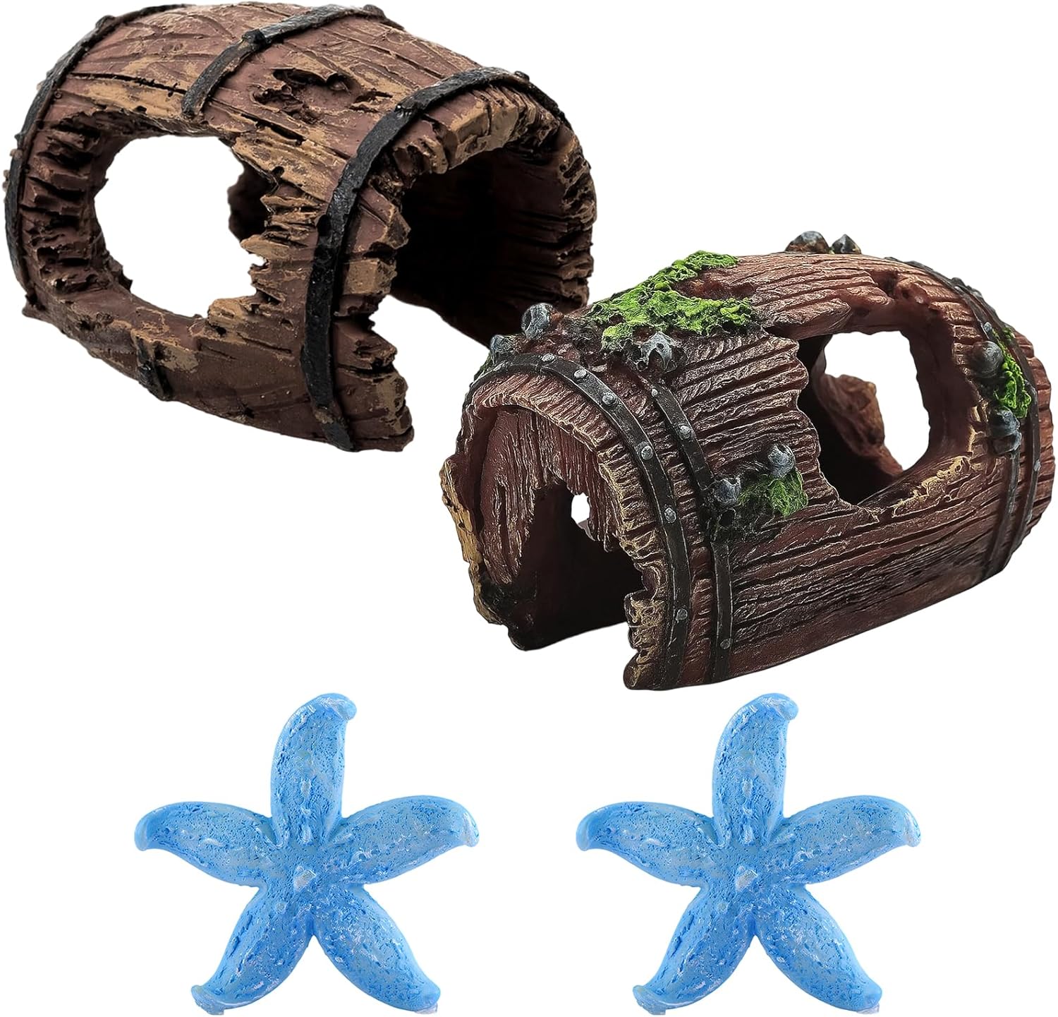 ZVBRSKM 4 Stück Aquarium-Dekoration, natürliche Baumstamm-Dekoration für Aquarien, Aquarium-Zubehör, Höhle für Fische und Reptilien, Terrarien-Dekoration, Aquarium-Zubehör-Dekoration