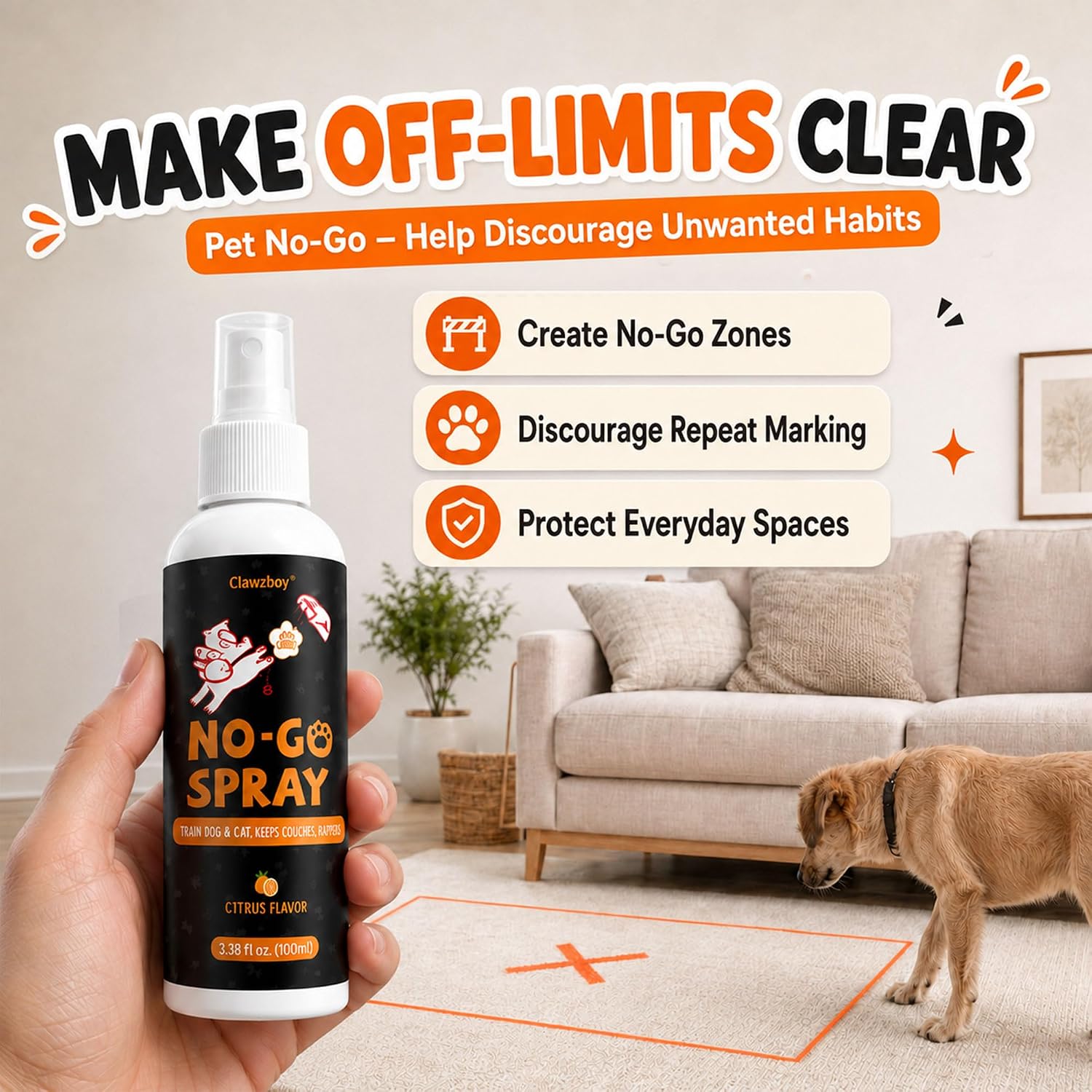 Dog Potty Training Spray Set, No-Go Spray & Here Potty Training Spray, Puppy Essentials, Stops Urination & Marking, Indoor and Outdoor Use (1.7 fl oz, 2 Pack)