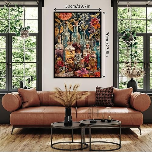 Miniatura 5 de Rompecabezas de botella de vidrio de arte vintage de 1000 piezas para adultos, rompecabezas de plantas y naturaleza, girasol, rosa, rompecabezas