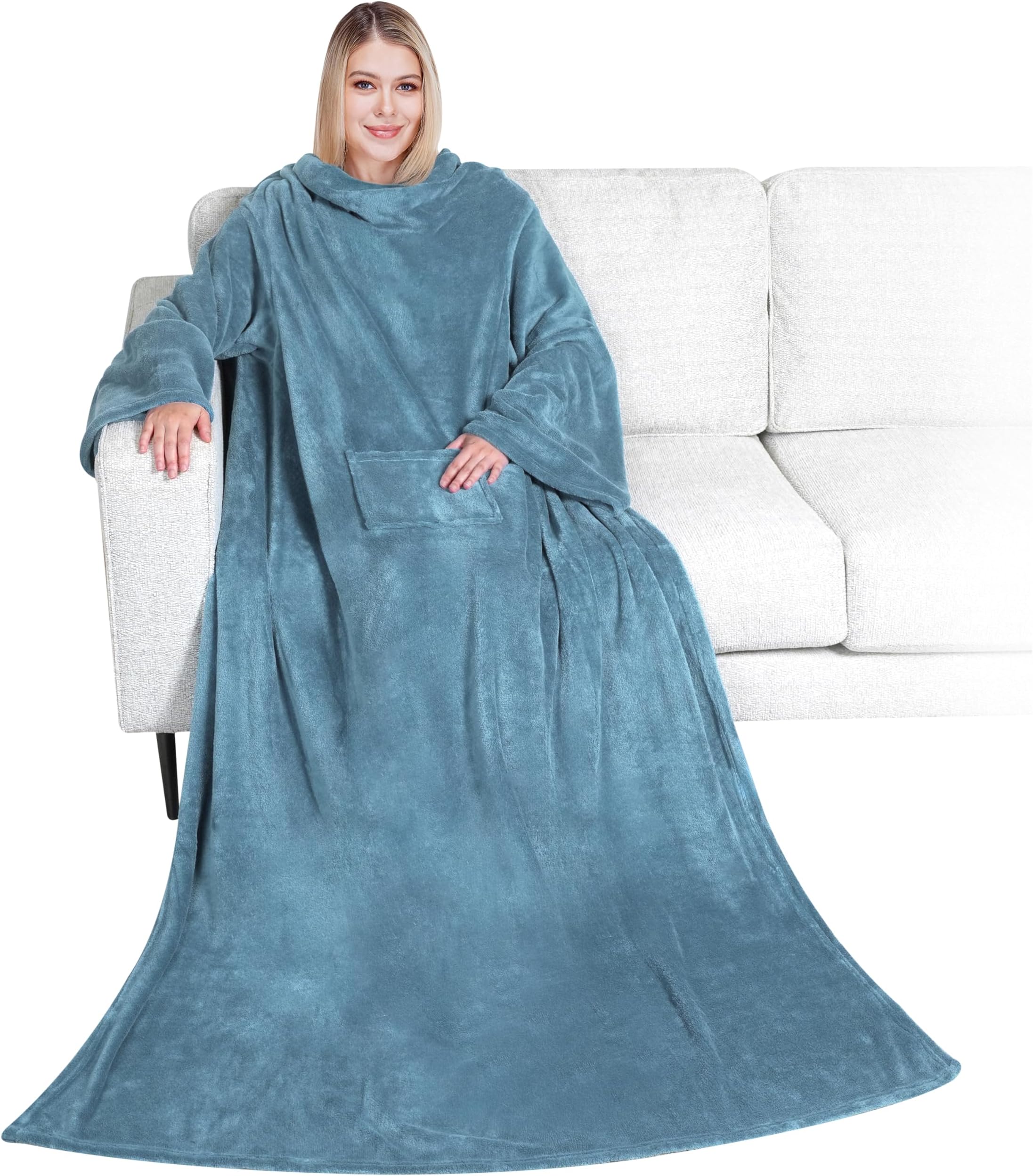 PAVILIA Wearable Blanket with Sleeves for Adult Women Men, Cozy Fleece Warm Wrap Throw with Arms, Gifts for Christmas, Wife