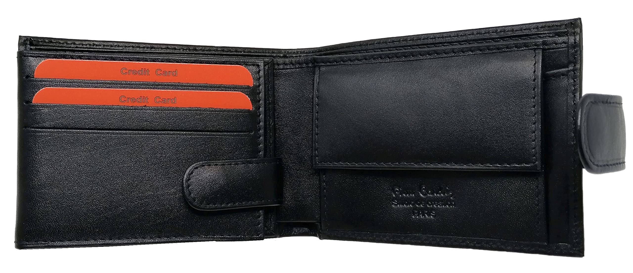 Pierre Cardin Cartera Hombre, Piel auténtica, Delgada, para Hombre, pequeña Delgada, RFID, Regalo, Billetera con Monedero, Piel, Porta Billetera, Tipo, Negro (Negro)