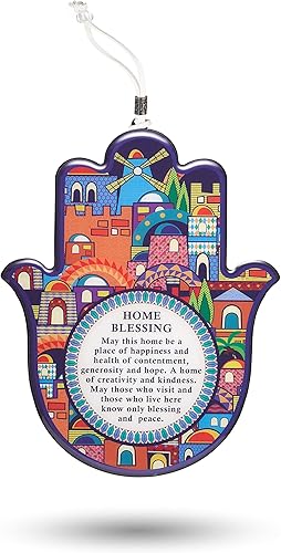 Miniatura 2 de A&S Mezuzot Hamsa - Amuleto de protección contra el mal de ojo para decoración de pared, amuleto de buena suerte para el hogar/negocios en azul con
