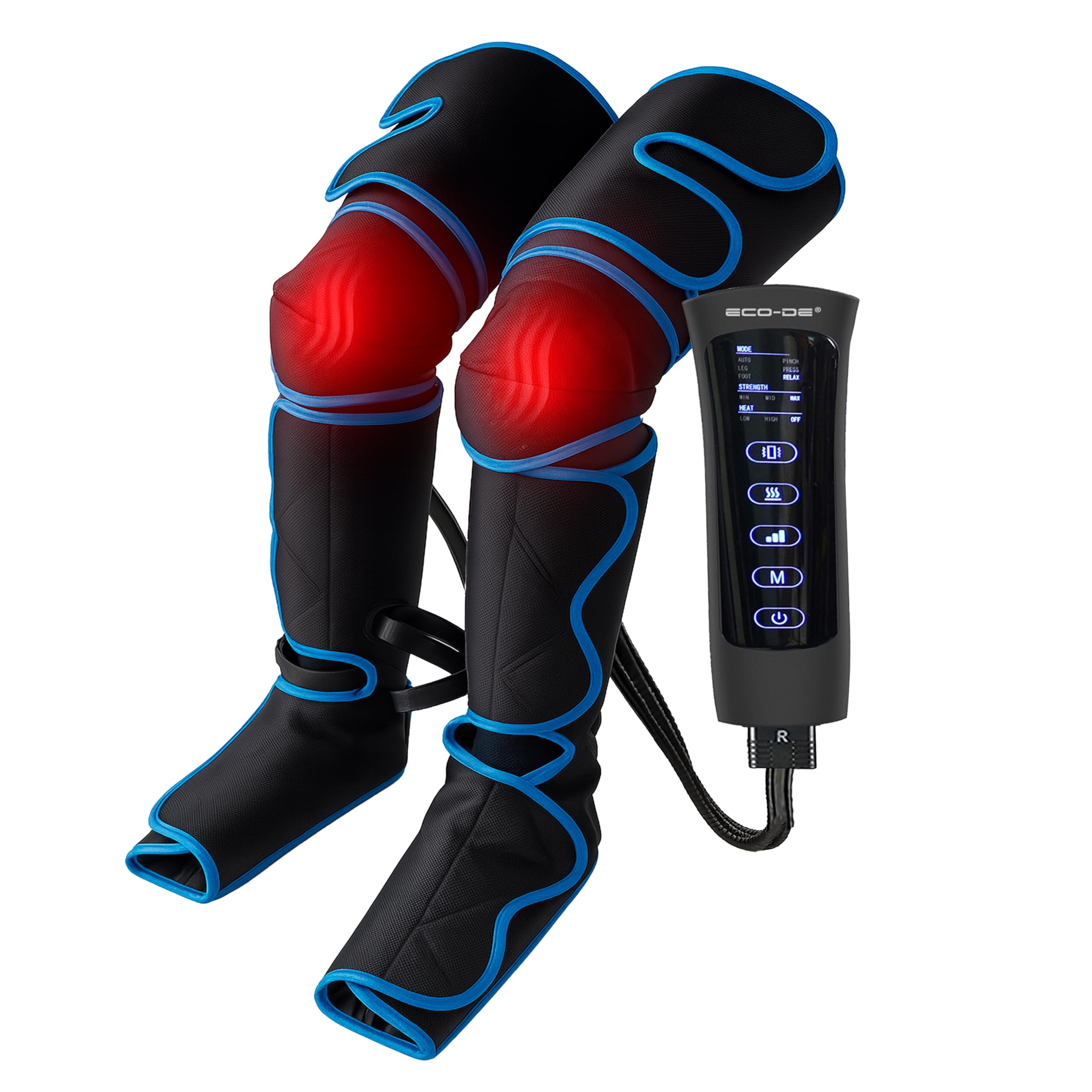 ECODE Home Pressotherapy with 6 Modes, Heat and Vibration - Relieves Tired Legs, Relaxes and Improves Circulation - Helps Recover After Training or Working