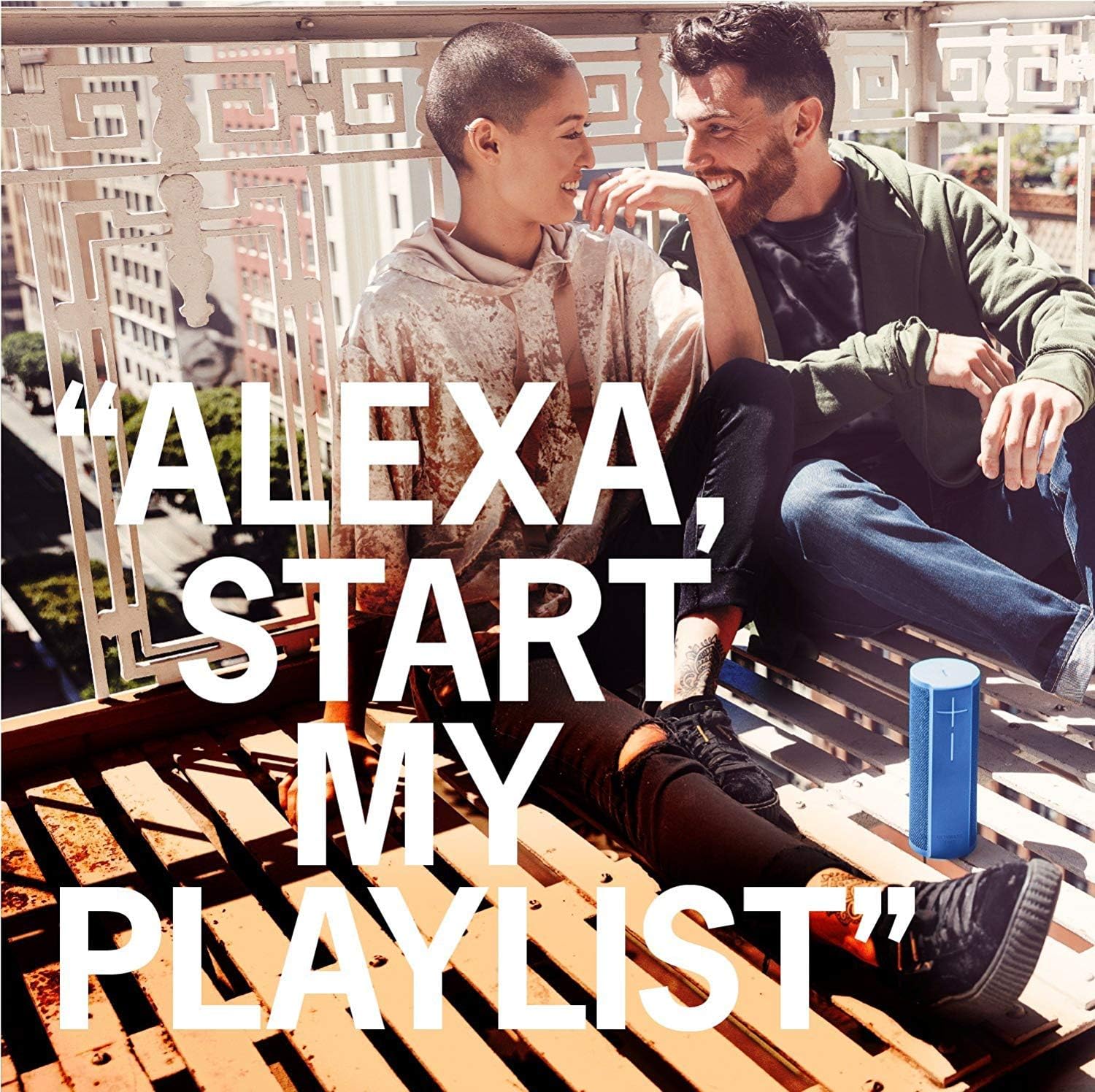 Ultimate Ears Megablast Enceinte sans Fil Portable Connectée, Wifi et Bluetooth, Basses Puissantes, Amazon Alexa Intégrée, Etanche, Batterie 16h, Connection Multiple, Fonction Mains-Libres - Noire Sans Power Up Noir