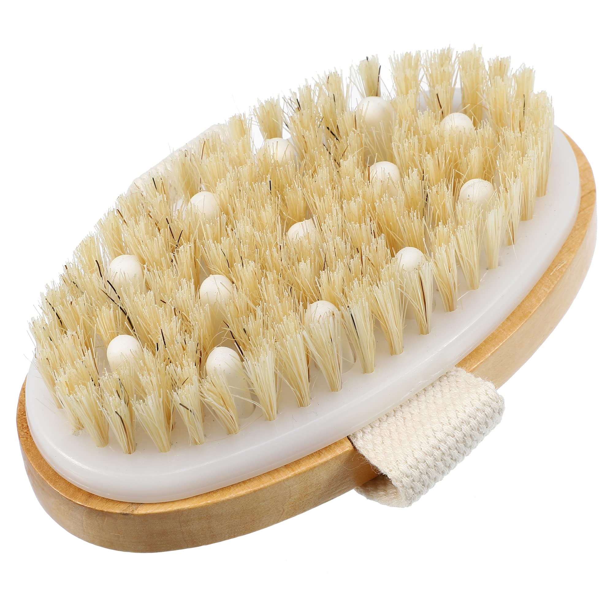 VOCOSTE 1 Pcs Bath Brush, Back Scrubber Wood for Wet or Dry Brushing for Shower Brown, 4.9 Inches