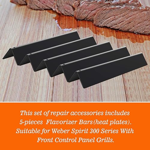 Miniatura 5 de Tombili Barras aromatizantes mejoradas 16GA de 15.3 pulgadas para parrillas de gas Weber Spirit 300 y Spirit II 300 Series E310 S310 E320 S320 E330