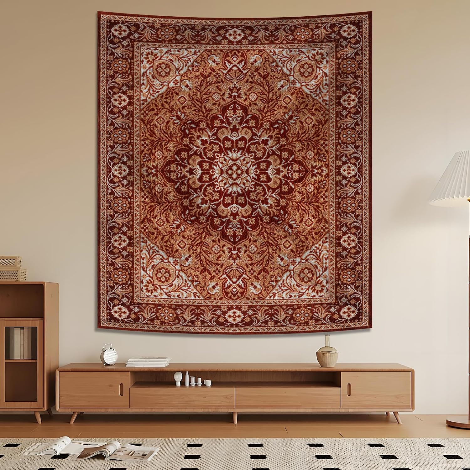 Tichgeim Boho Mandala Tapestry Wall Hanging for Bedroom,Hippie Aesthetic Bohemian Vintage Wall Art for Living Room Decor,Indian Floral Flower Medallion Wall Decor for Dorm 60" L x 51" W