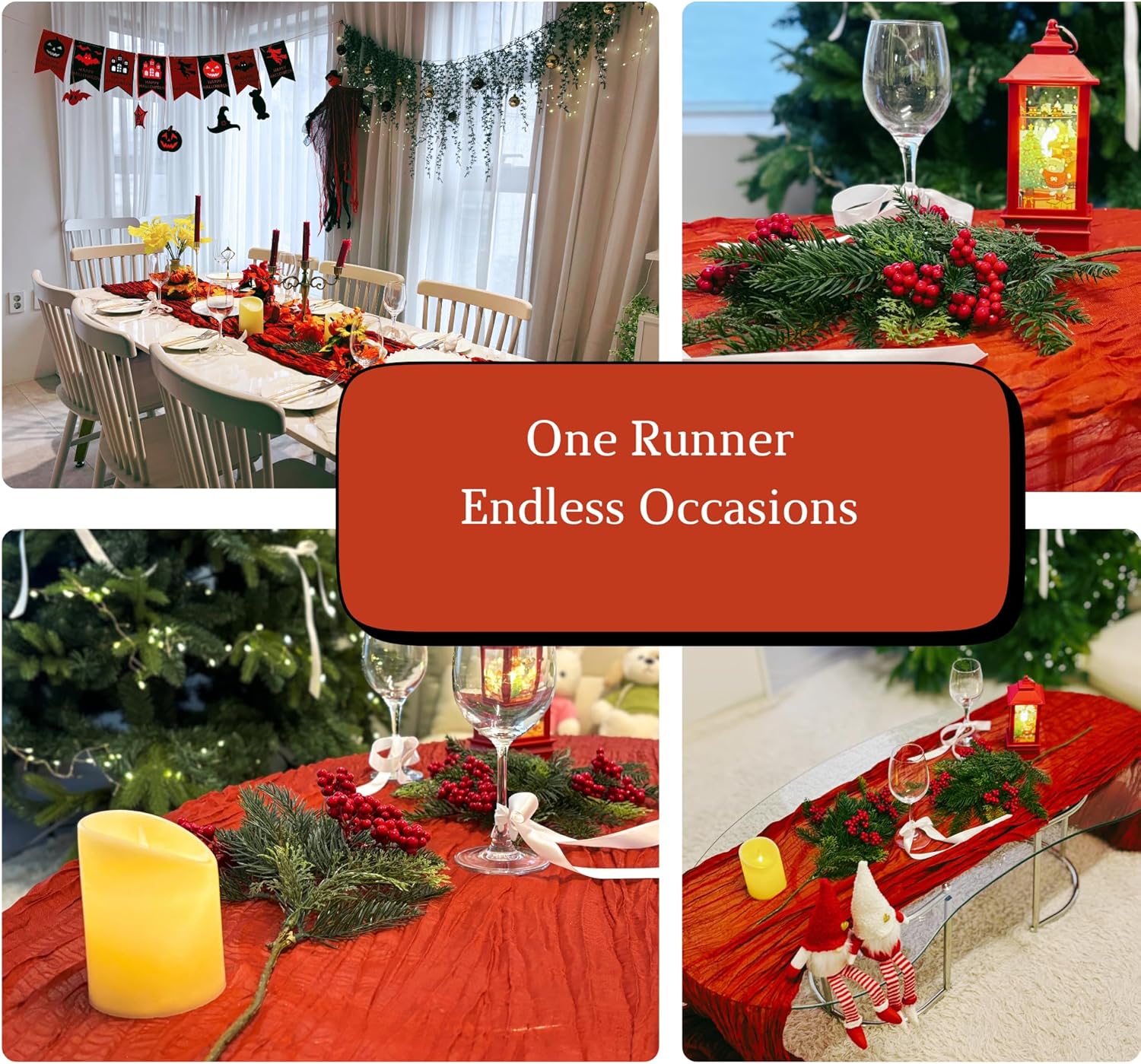 EcoEdge Cheesecloth Table Runner for Baby Shower Decor, Wedding Birthday Party Rustic Elegant Fabric Decor, Baby Shower Table Decoration (Terracotta, 6 Pack 35" x 120")