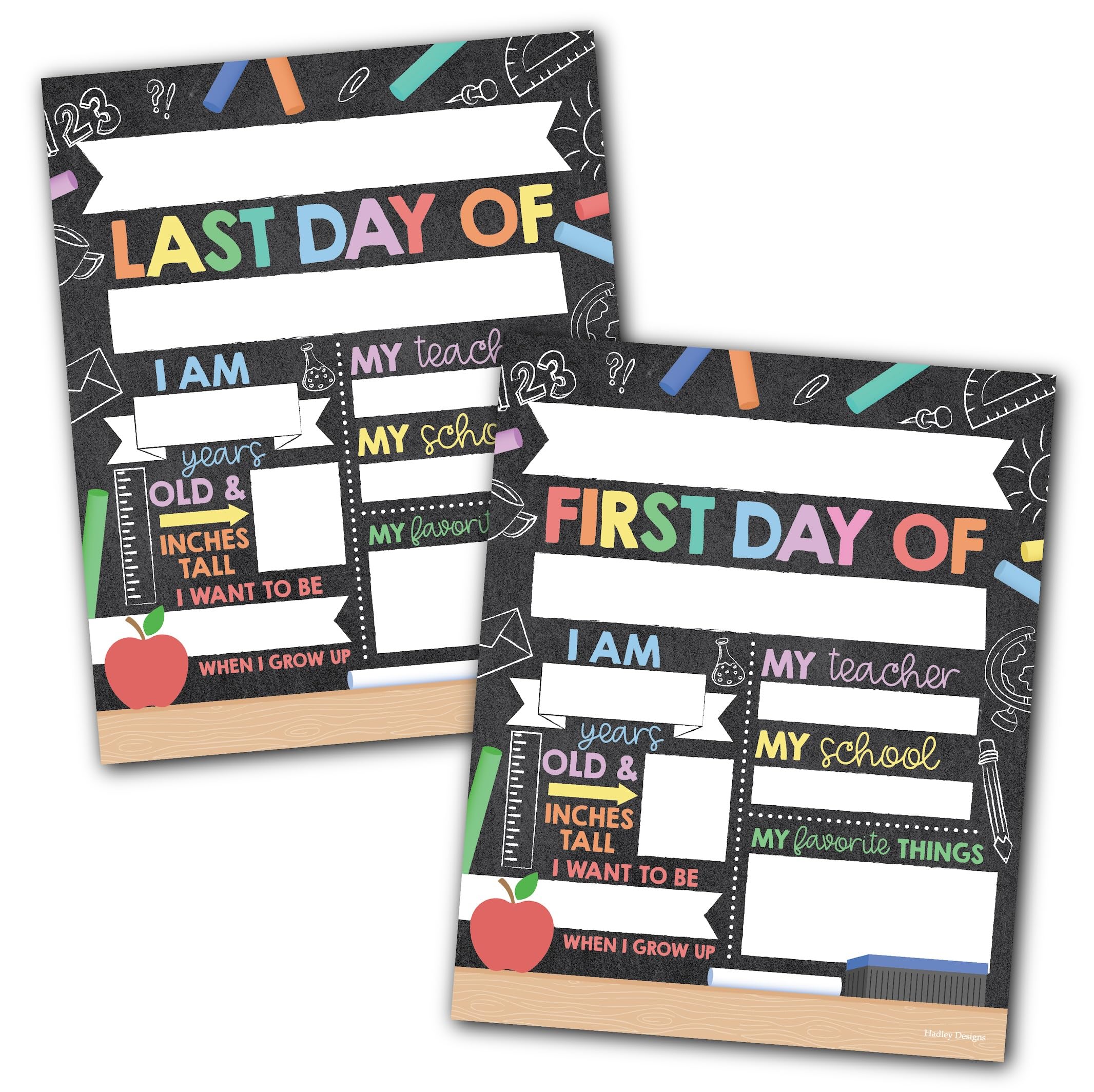 First Day of School Sign – 10 Double-Sided First and Last Day Boards, 8x10 Back to School Photo Prop for Kids, Preschool, Kindergarten and Elementary,