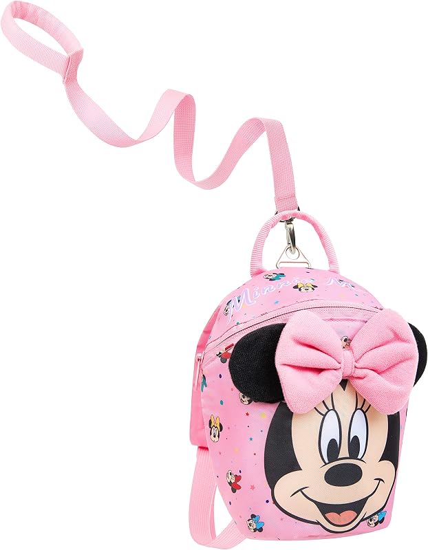 Minnie Mouse Backpack with Toddler Safety Harness for Girls Daycare Bag Backpack with Leash Preschool Outdoor Travel Gifts