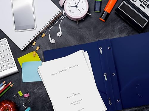 Miniatura 4 de Better Office Products Carpetas de plástico azul con 2 bolsillos con puntas, peso pesado, carpetas de polietileno tamaño carta, paquete de 24, con 3