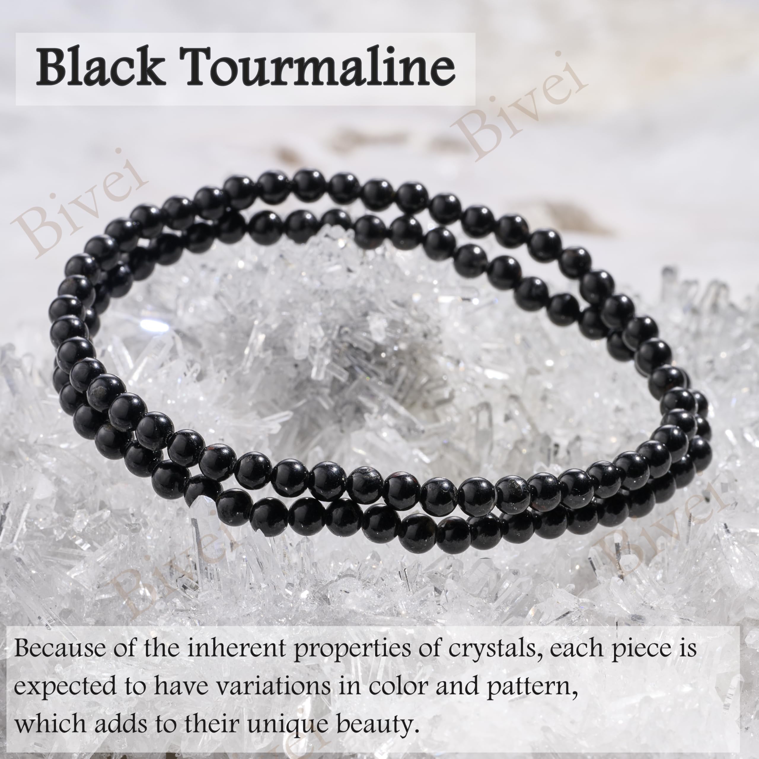 Bivei Braccialetto di Cristallo per Donna 4mm Perle Pietra Semipreziosa Naturale Elastico Estensibile Gioiello Regalo Yoga