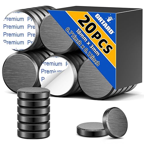 Vista 22 de Grtard Paquete de 20 Imanes de Cerámica Redondos Negros con Respaldo Adhesivo, Calcomanías Magnéticas, Puntos Magnéticos Autoadhesivos