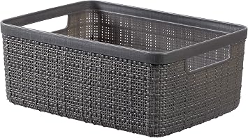 Keter Basket Jute 100% Plastic Recycled Rectangular 5 L Small Dark Grey