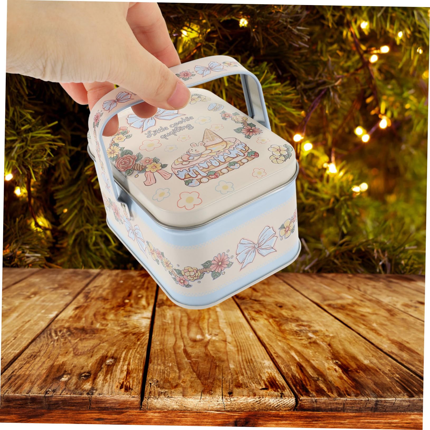 PRETYZOOM Boîte à Biscuits De Noël Métal Avec Fenêtre Boîte De Rangement Festive