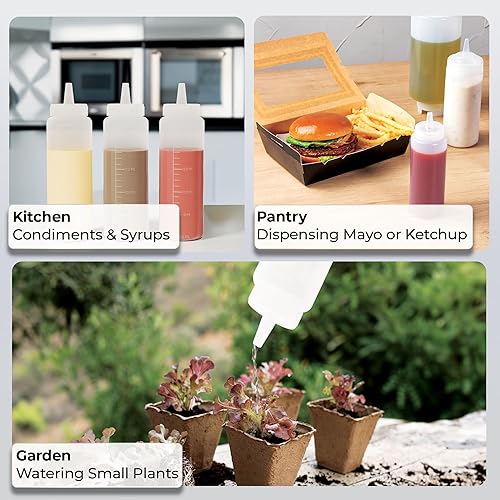 Miniatura 5 de Restaurantware Botella exprimidora de condimentos de 12 onzas, 1 botella de plástico exprimible con tapa, punta dispensadora de precisión, botella