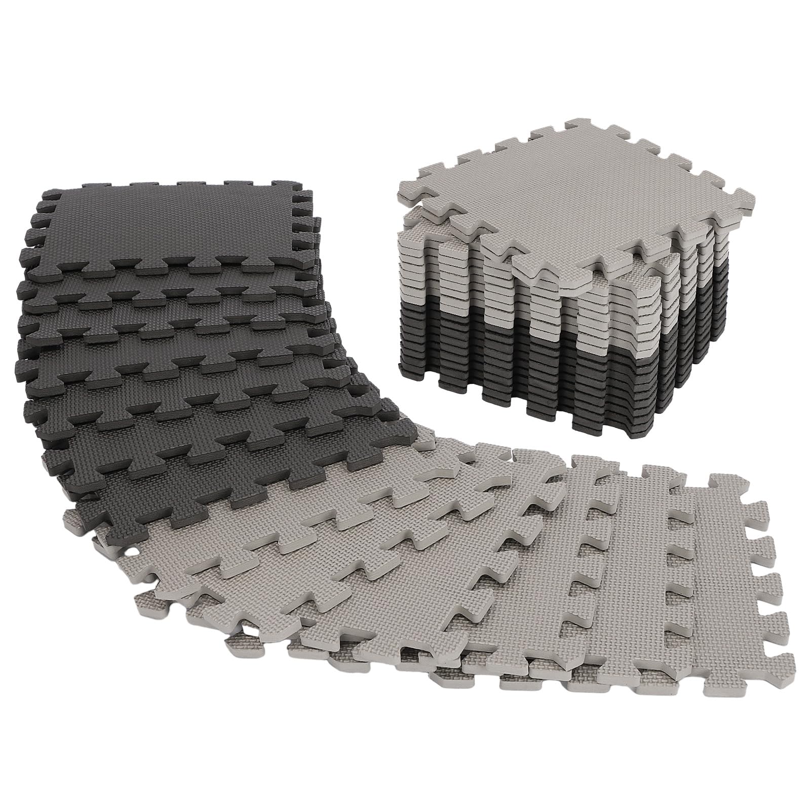 Supernic 20pcs Foam Baby Play Mats 30x30cm EVA Floor Tiles Thick Soft Non-Slip Waterproof High-Resilience Foam Floor Puzzle Mat for Children's Play & Crawl (Grey & Black)
