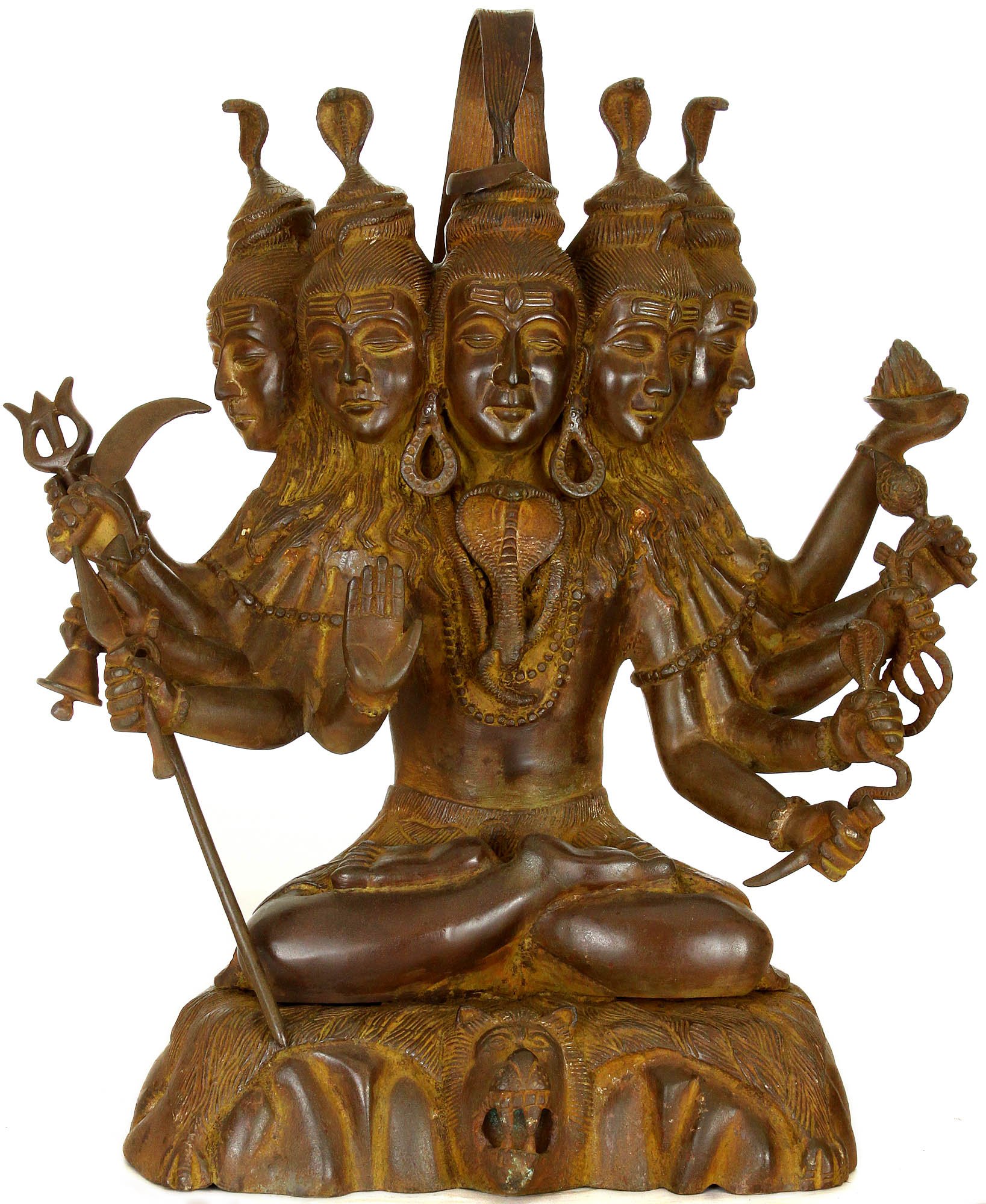 ZDR24-super-antique Panchamukha Gangadhara Shiva Statue, Super Antique