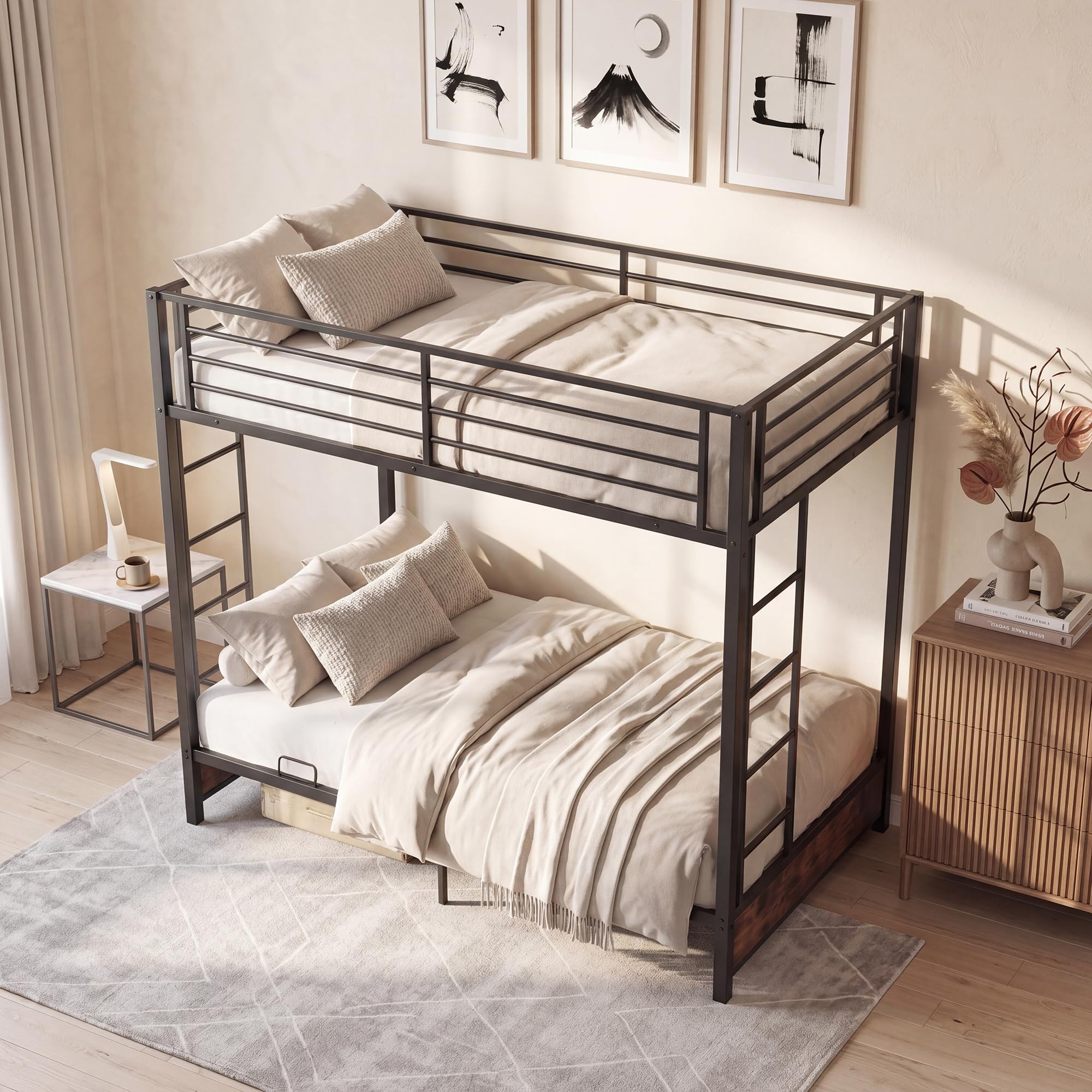 Best Sofa Bunk Bed Picks for Small Spaces in 2026 3 KOMFOTT Metal Twin Over Futon Bunk Bed, Heavy-Duty Loft Bed — product photo