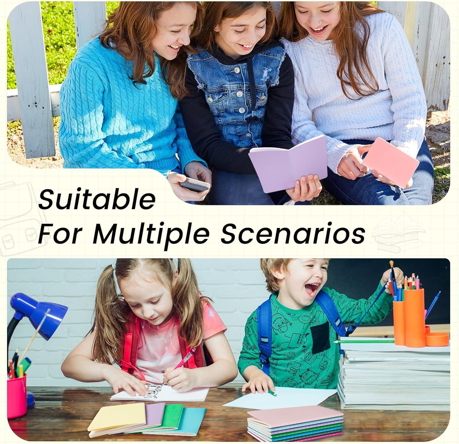 Oucaru 64PCS Mini Notebooks Bulk, 3.5" x 5.5", 16 Color, 60 Pages Blank Paper Small Pocket Notebook Set, Mini Journal Memo Notepads for Students, Traveler, School Office Supplies - Image 7