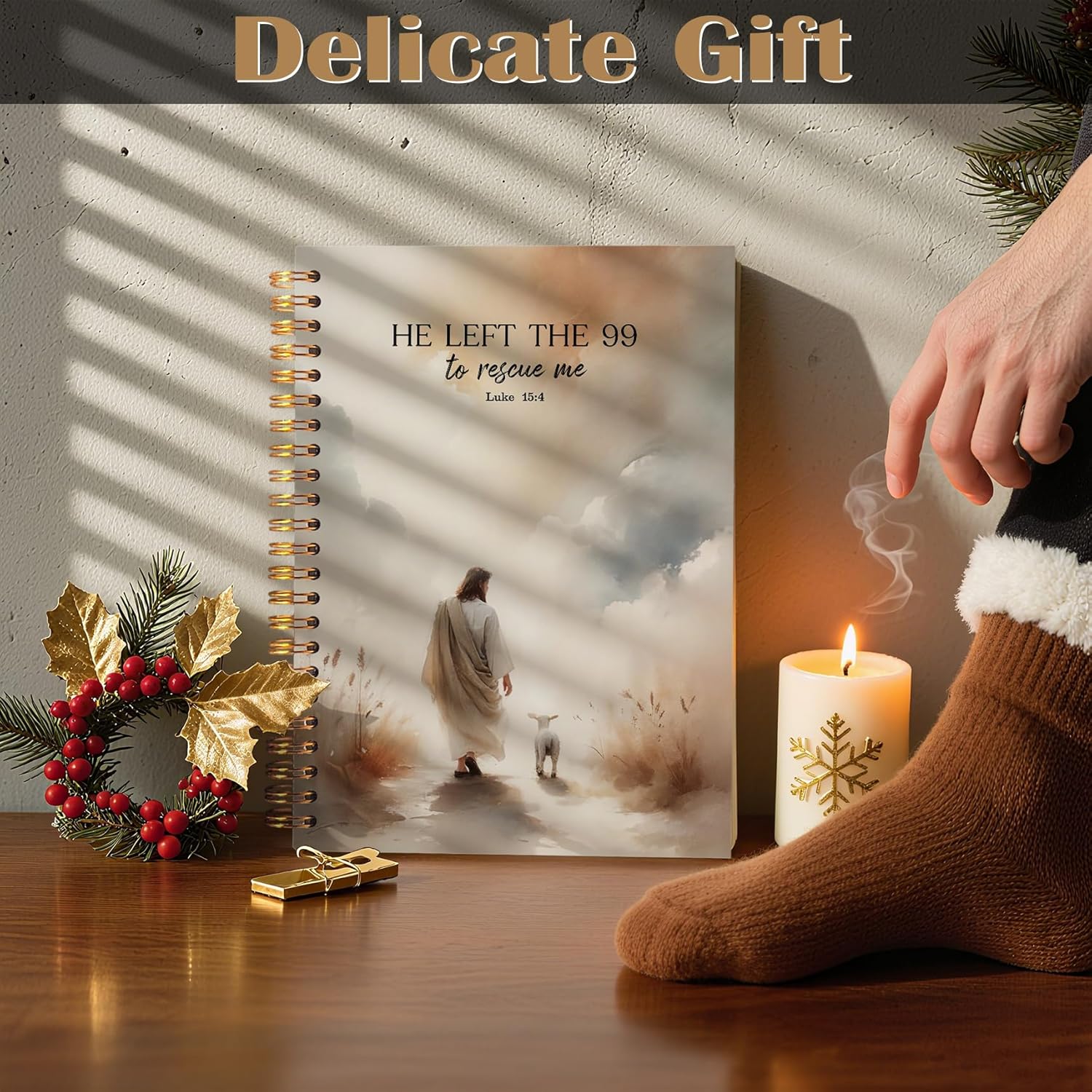 Christian Jesus Spiral Notebook 5.5x8.3, He Left the 99 to Rescue Me Lamb Journal, Jesus Christian Gifts for Women, Prayer Journal for Women, Bible Journaling Notebooks for Note Taking - Image 5