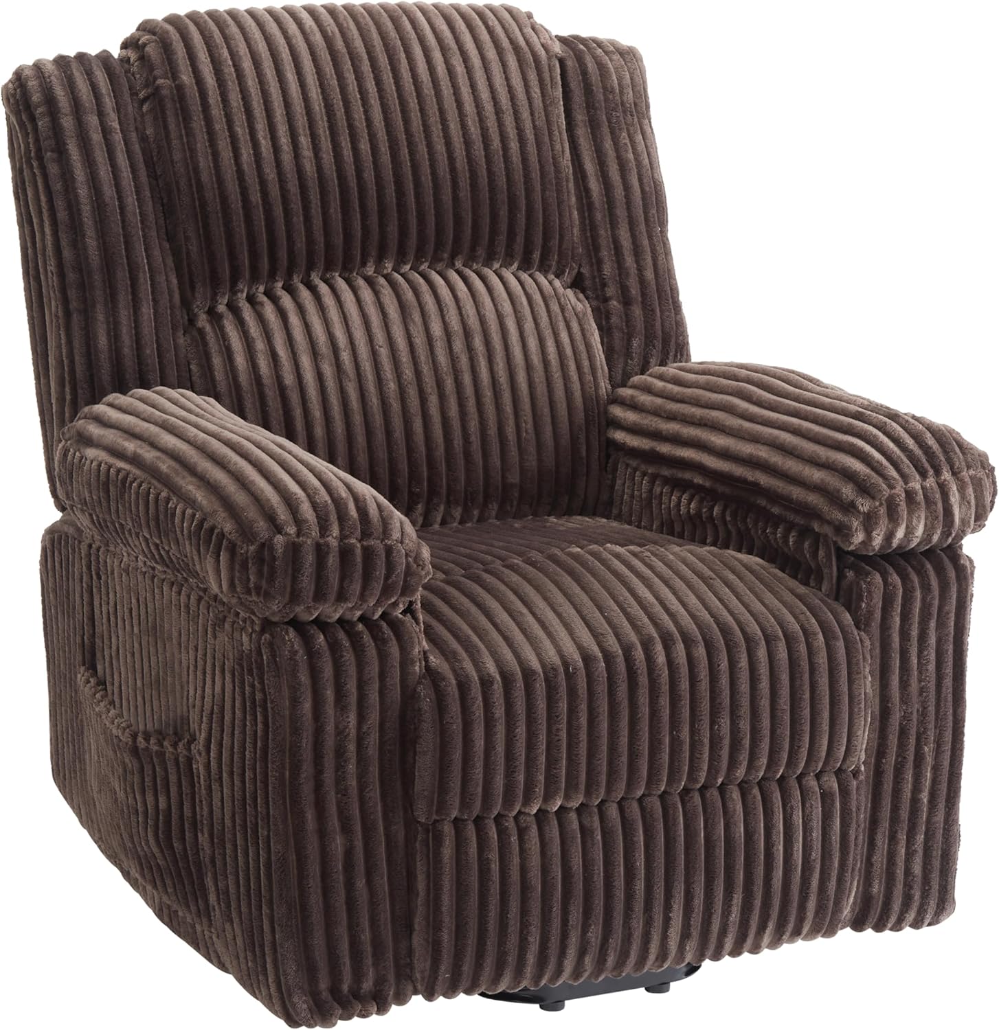 Garvee Corduroy Recliner Chair, Manual Recliner Sofa with Handle, Pillow Top Arms, Thick Padding, Side Pocket, 330Lbs Capacity, Adjustable Recliner for Living Room, Bedroom, Home Theater, Brown