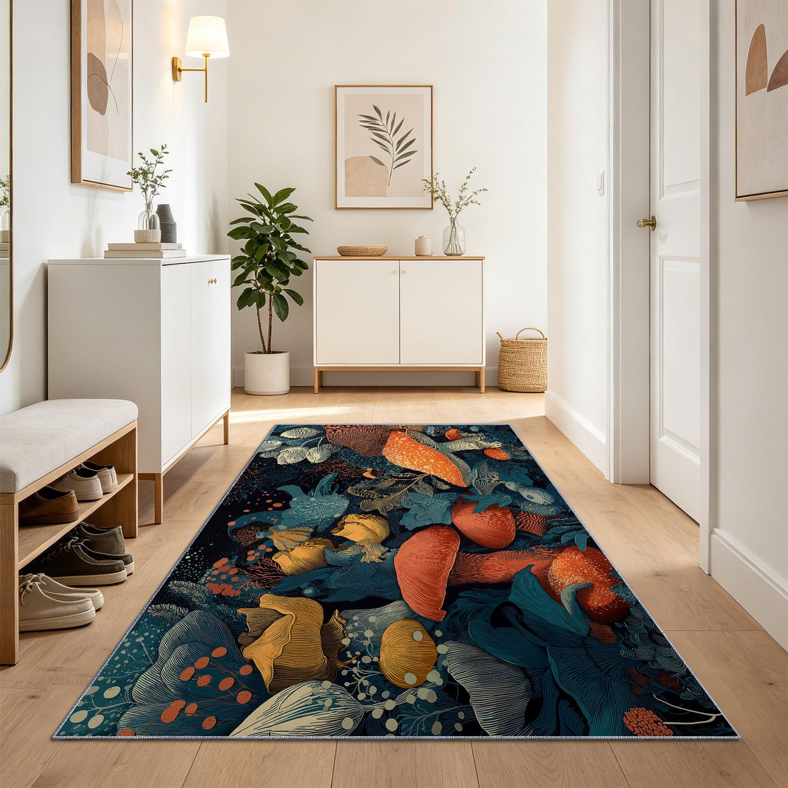 Tapis de chambre 80x200 cm noir lavable pour salon chic