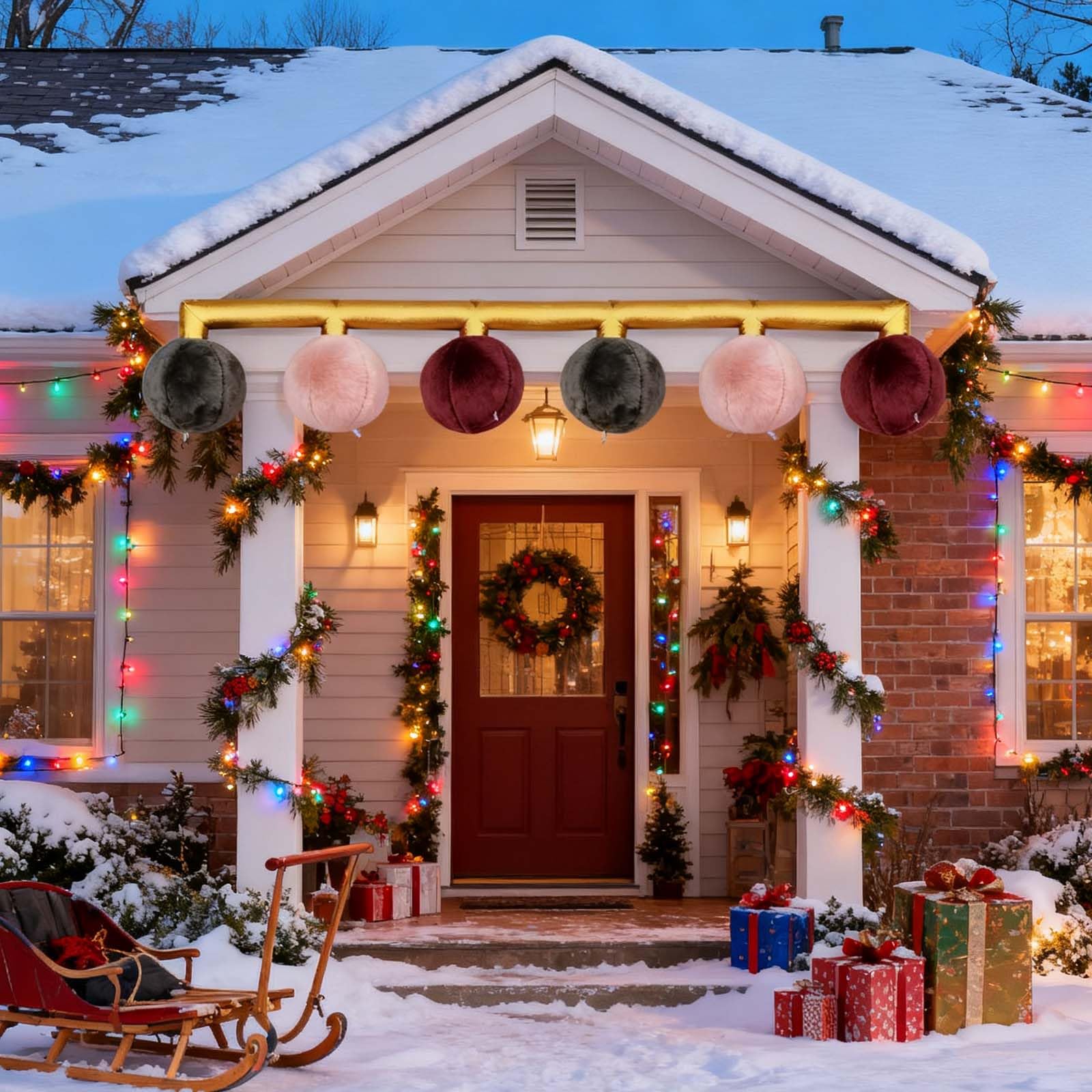7Ft Inflatable Christmas Tree Decorations,Pink Inflatable Christmas Tree, Yard Decorations with LEDs, Outdoor Garden Lawn Holiday Decors for Xmas Thanksgiving New Year Party Family Gathering: Christmas Ball