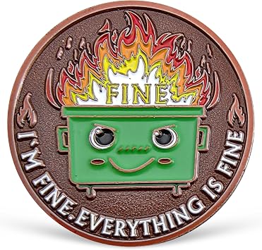 6 Pcs Dumpster Fire Coins Bulk Mixed 3 Colors and Everything is Fine Dumpster Fire Medallion Antique Copper Plated