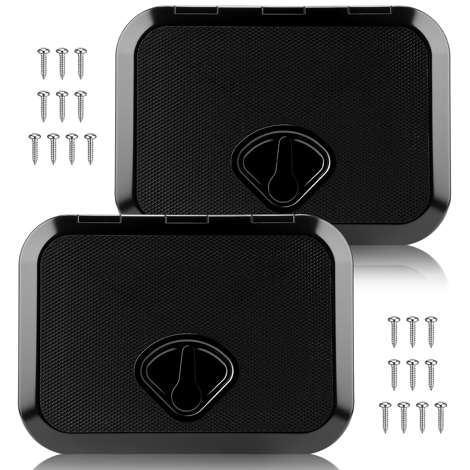 Datanly 2 Pcs Marine Deck Access Hatch Rectangle Boat Deck Hatch & Lid with 20 Screws Non Slip Surface for Marine Yacht RV Truck Vent Accessories