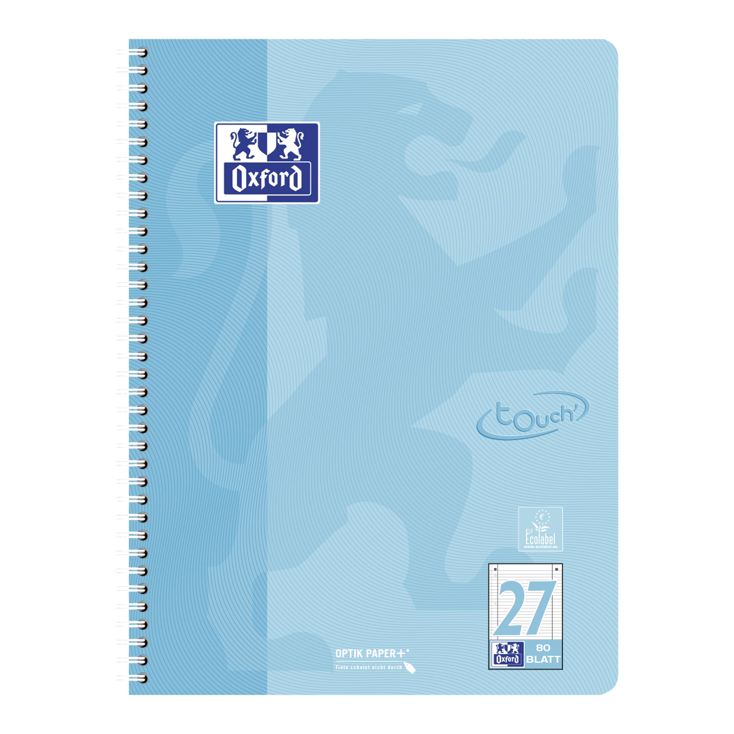 Oxford Touch Lot de 10 cahiers A4 lignés avec double marge 160 pages 5 couleurs pastel