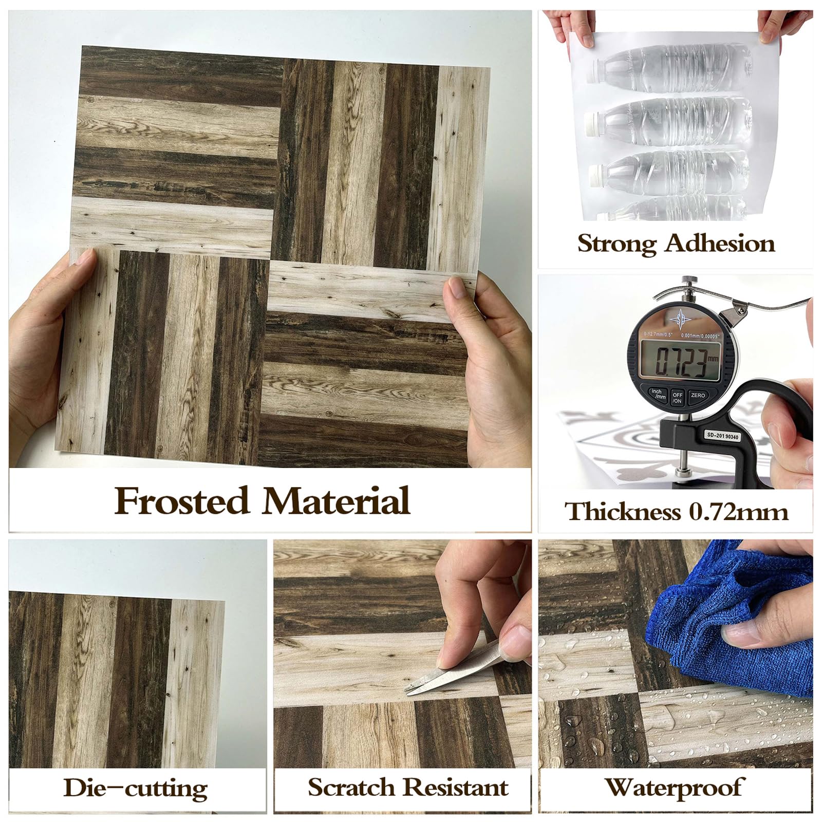 Samoprzylepne płytki podłogowe, Self Adhesive Wood Grain PVC Floor Tiles 30x30cm Pack Of 10-50 Pieces Multicolor(Style M,30 * 30cm*10 pcs)