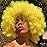 G&T Wig 70s Afro Curly Wigs for Women Yellow Short Kinky Curly Wig With Bangs Fluffy Soft and Natural Looking Funny Wigs for Costume Halloween Party (Yellow)