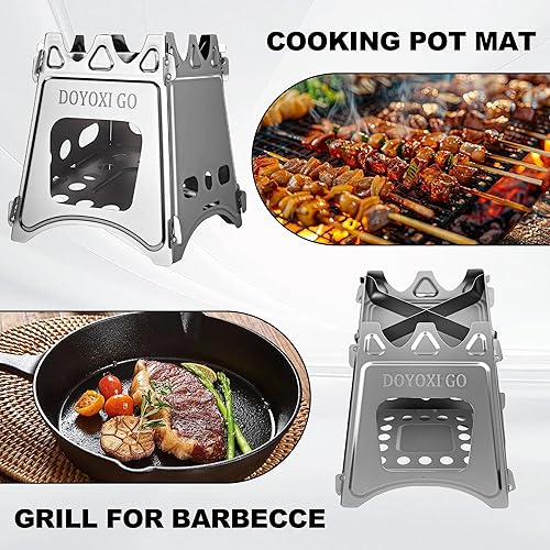 Miniatura 3 de Estufa de leña portátil para acampar  Estufa plegable de leña de acero inoxidable, estufa ligera para mochileros al aire libre, senderismo, camping,