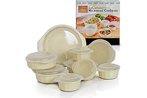 LaCuisine 18 Piece Microwave Cookware Set with Glass Lids for Easy Food Preparation